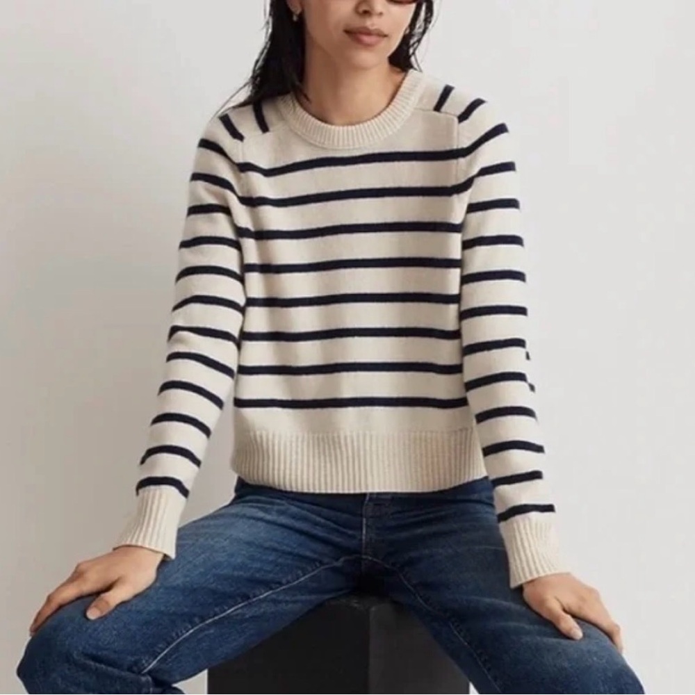 Madewell (Re)sourced Cashmere Wool Striped Crewneck Sweater XS